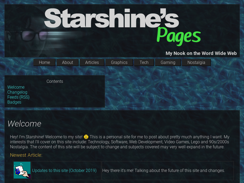 Image of the front page of the website October 2019